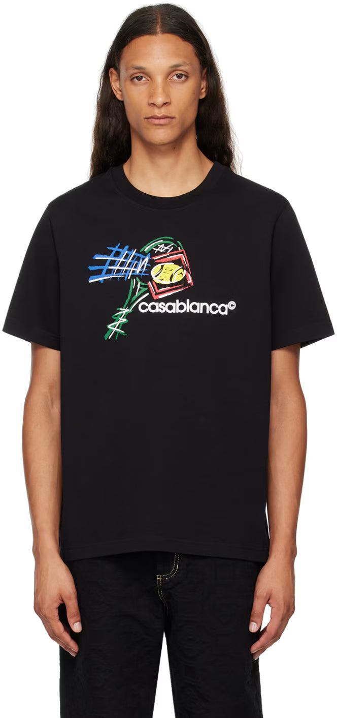 Black Croquis De Tennis T-Shirt