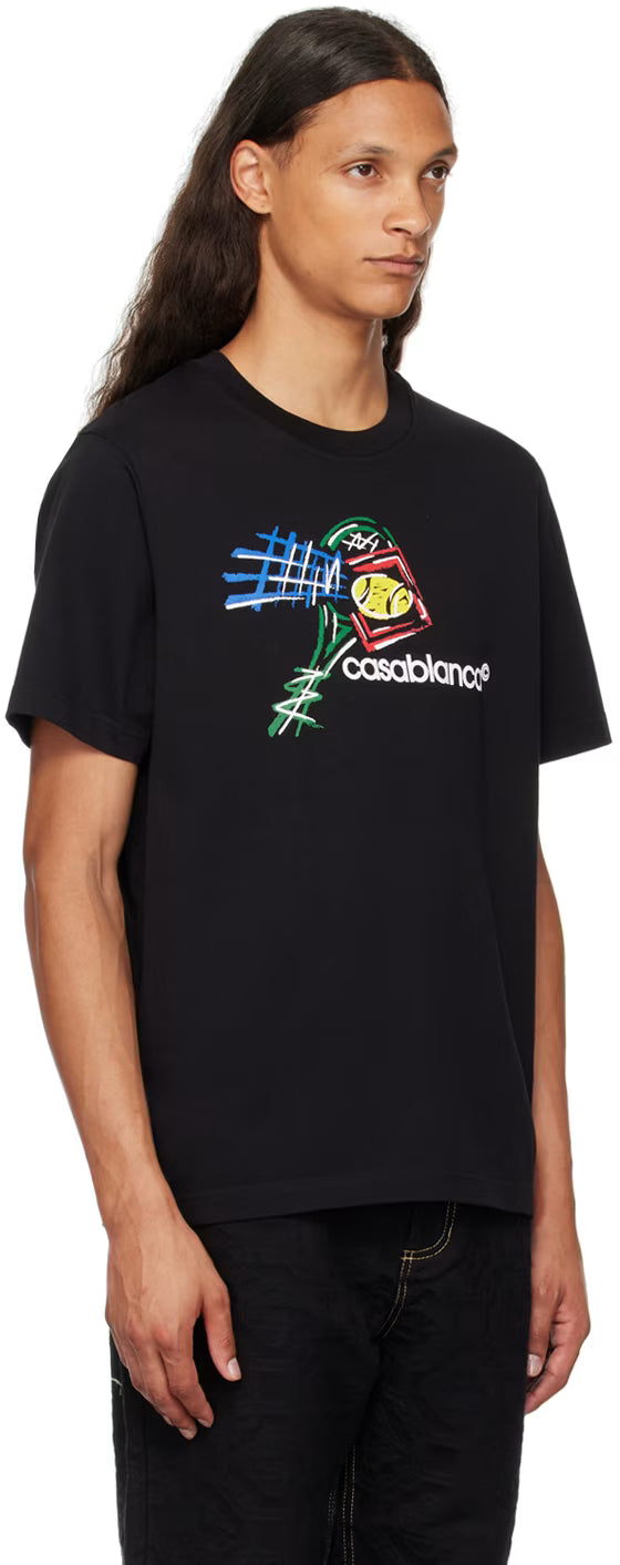 Black Croquis De Tennis T-Shirt