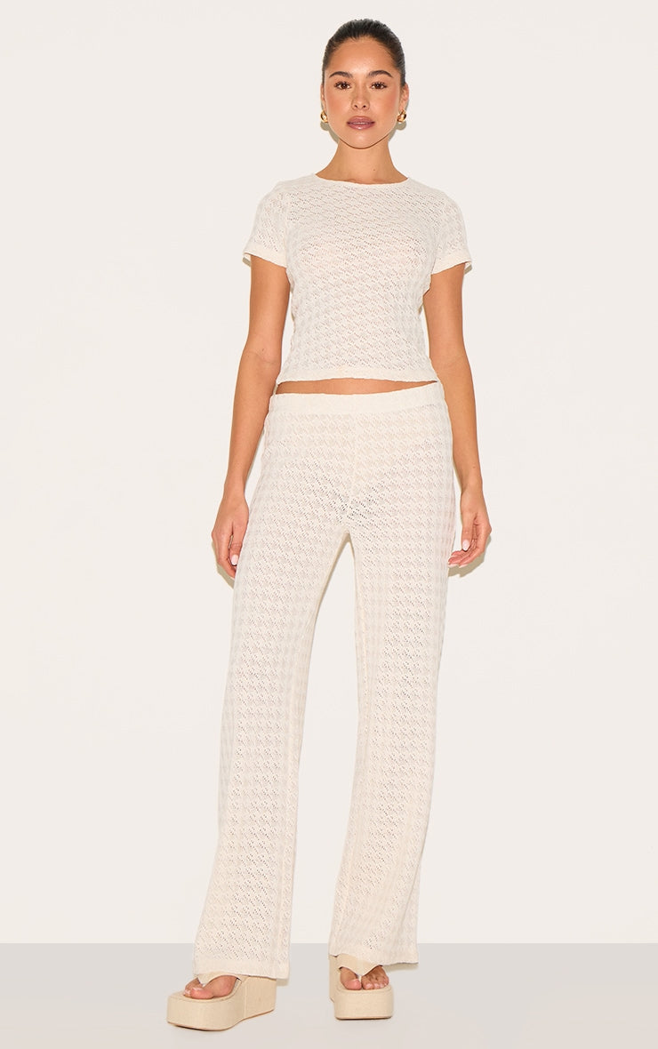 Almond Textured Straight Leg Trousers