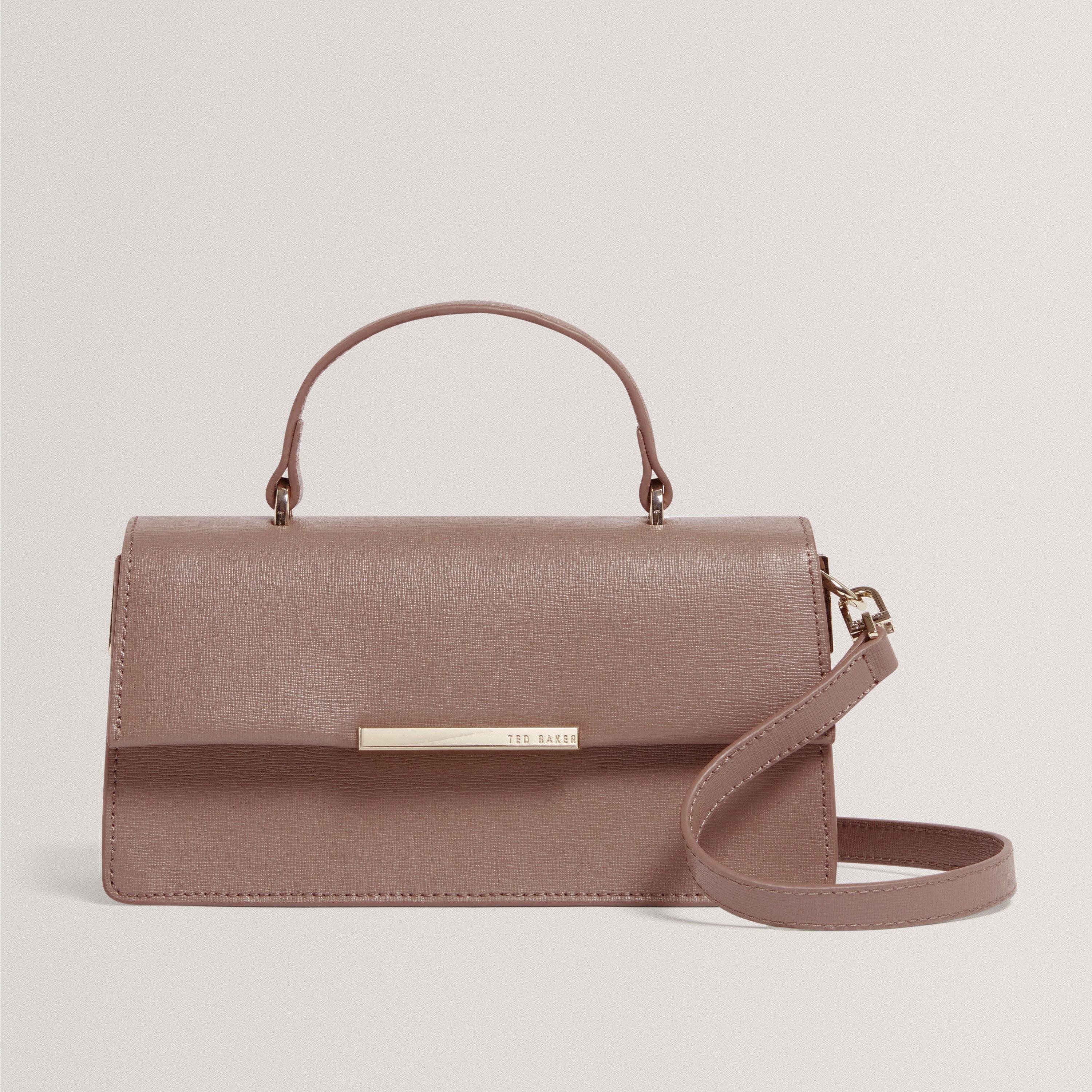 Bar Detail Wide Leather Crossbody Bag