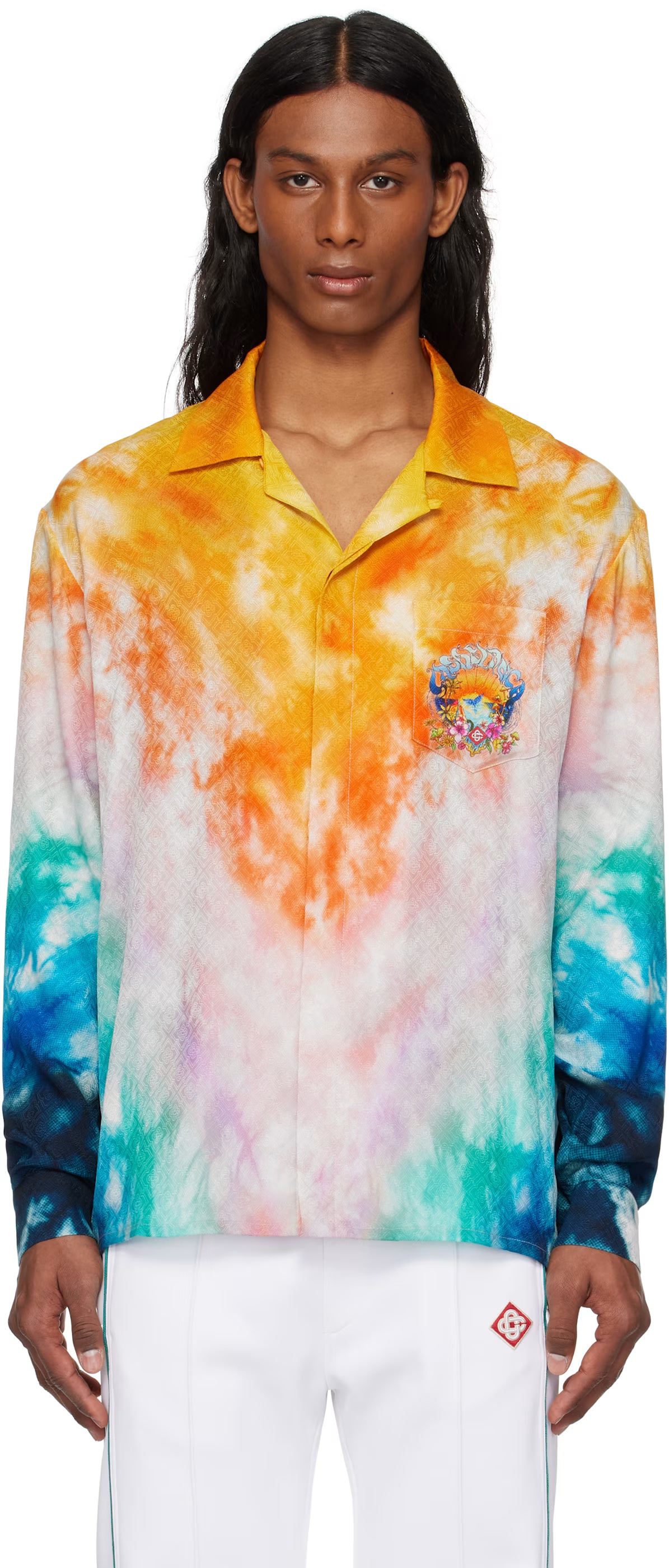 Multicolor Surf Trip Long Sleeve Silk Shirt