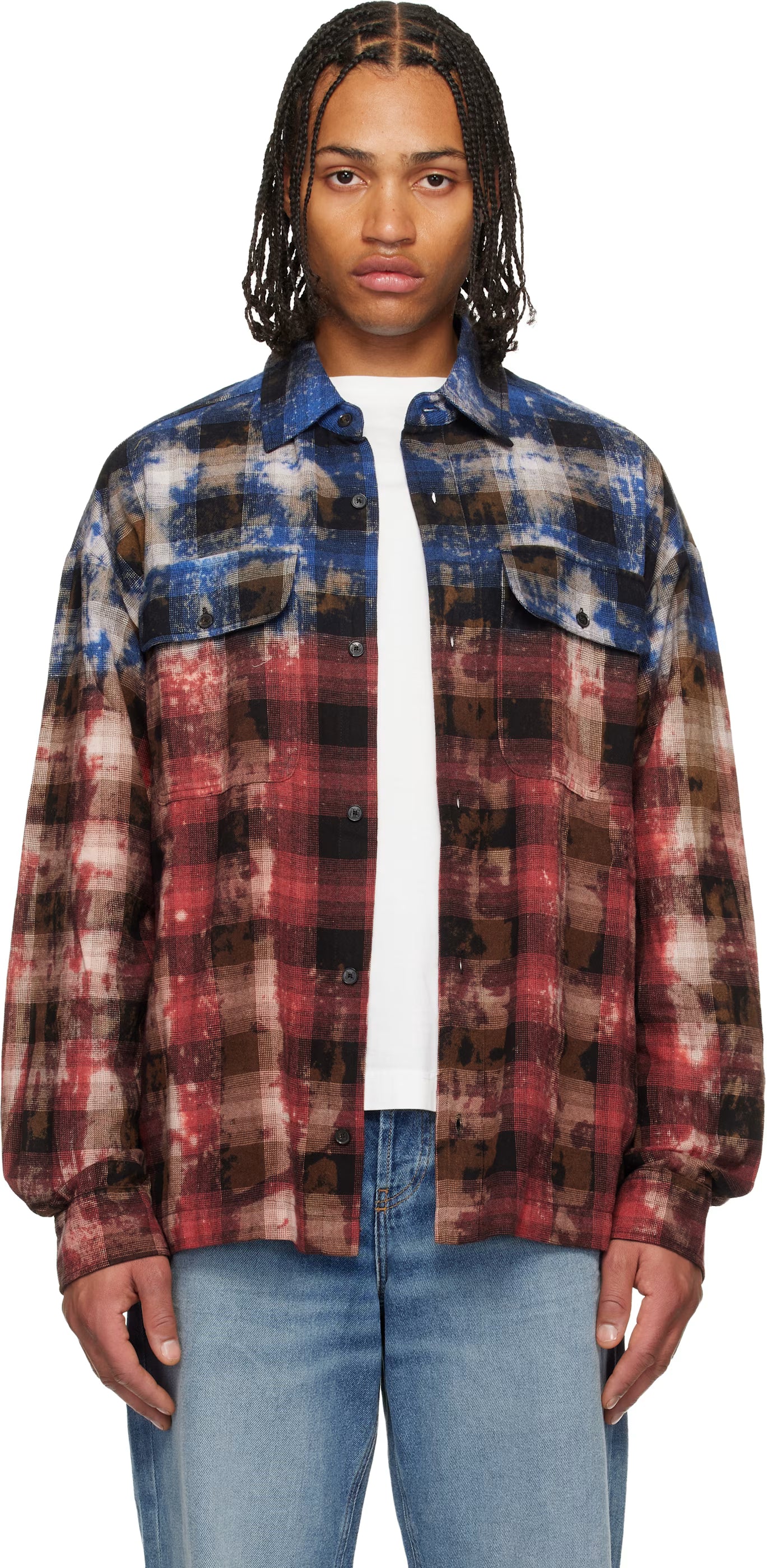 Red & Blue Curved Logo Check Shirt