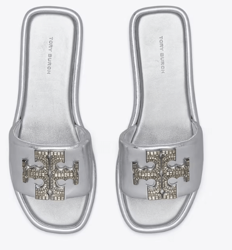 Tory Burch DOUBLE T DECO SPORT SLIDE - Shoe size (US Sizing): 6 Slides | Shop From The Mirage