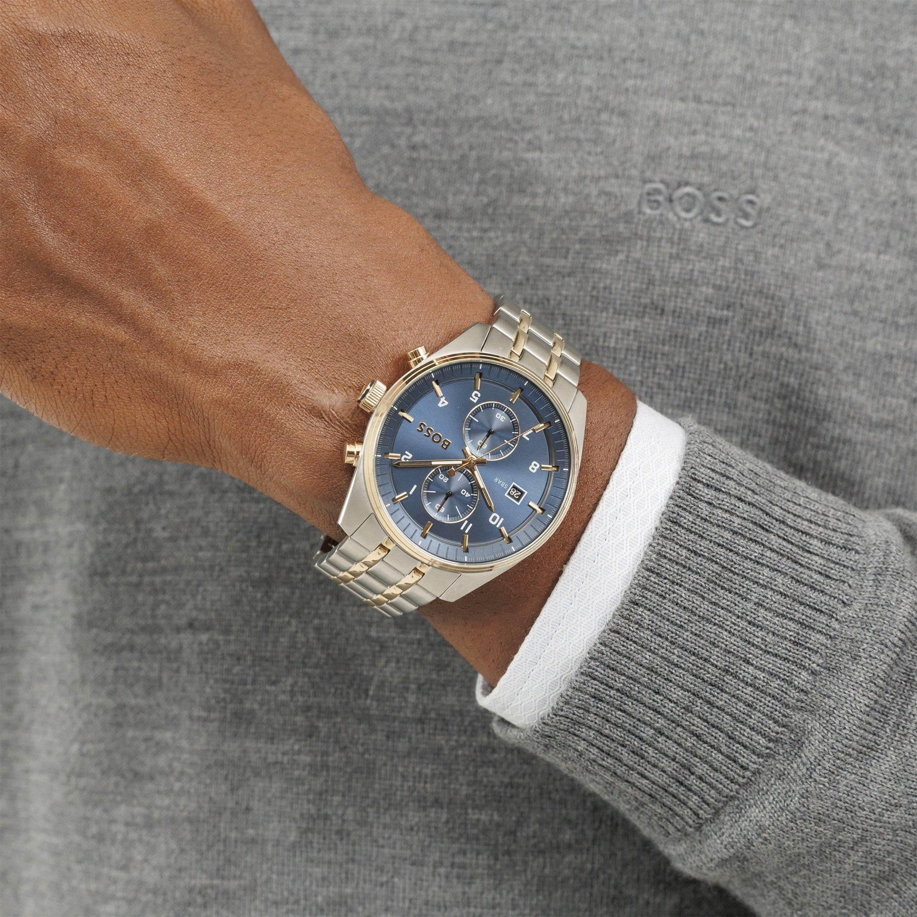 Gents BOSS Skytraveller Bi Colour Chronograph Watch