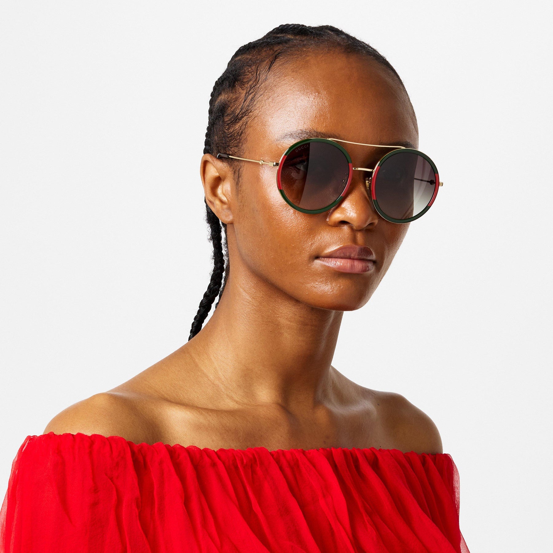 Women's Stripe Round Pilot Sunglasses