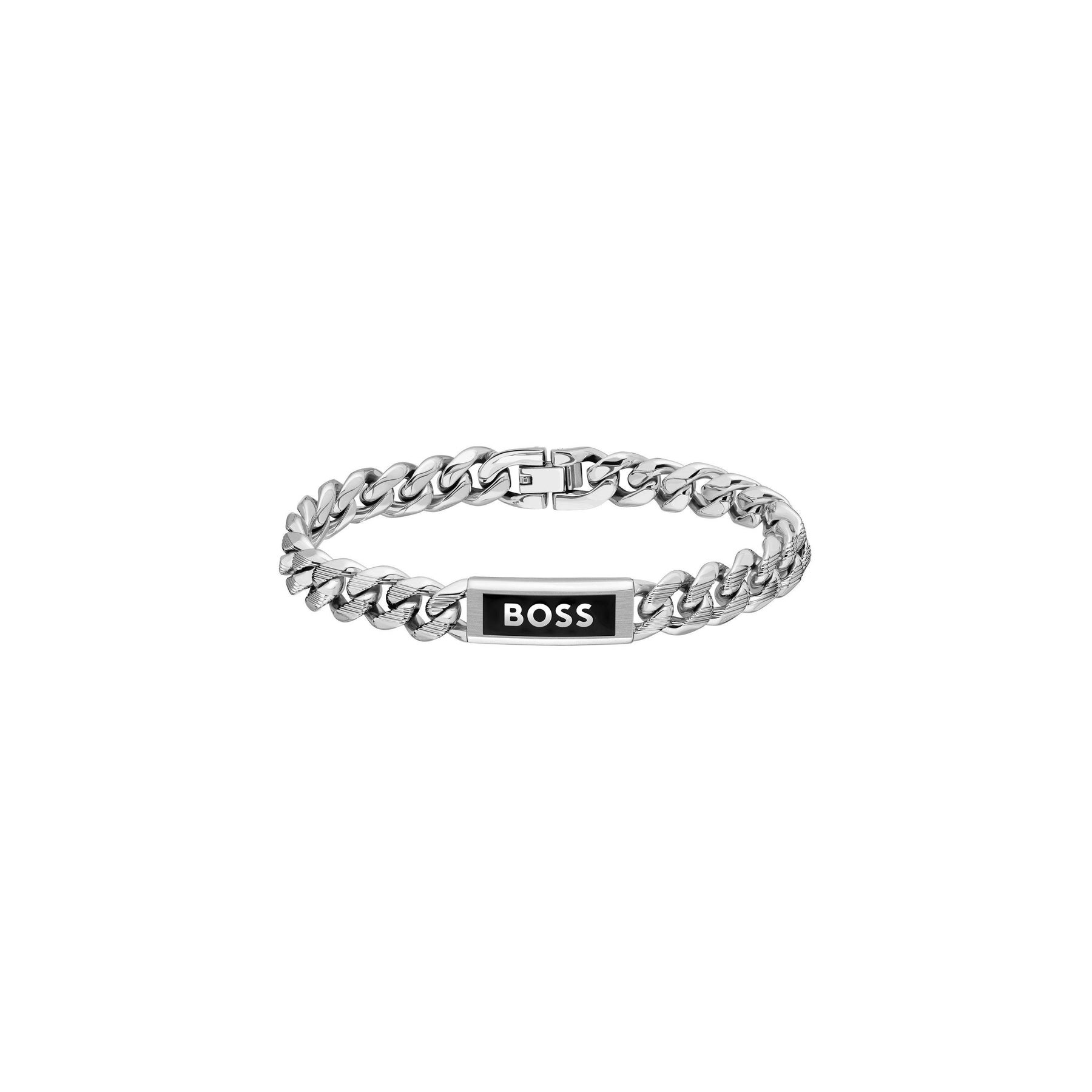Gents BOSS Kassy Emblem Stainless Steel Black IP Pendant Bracelet