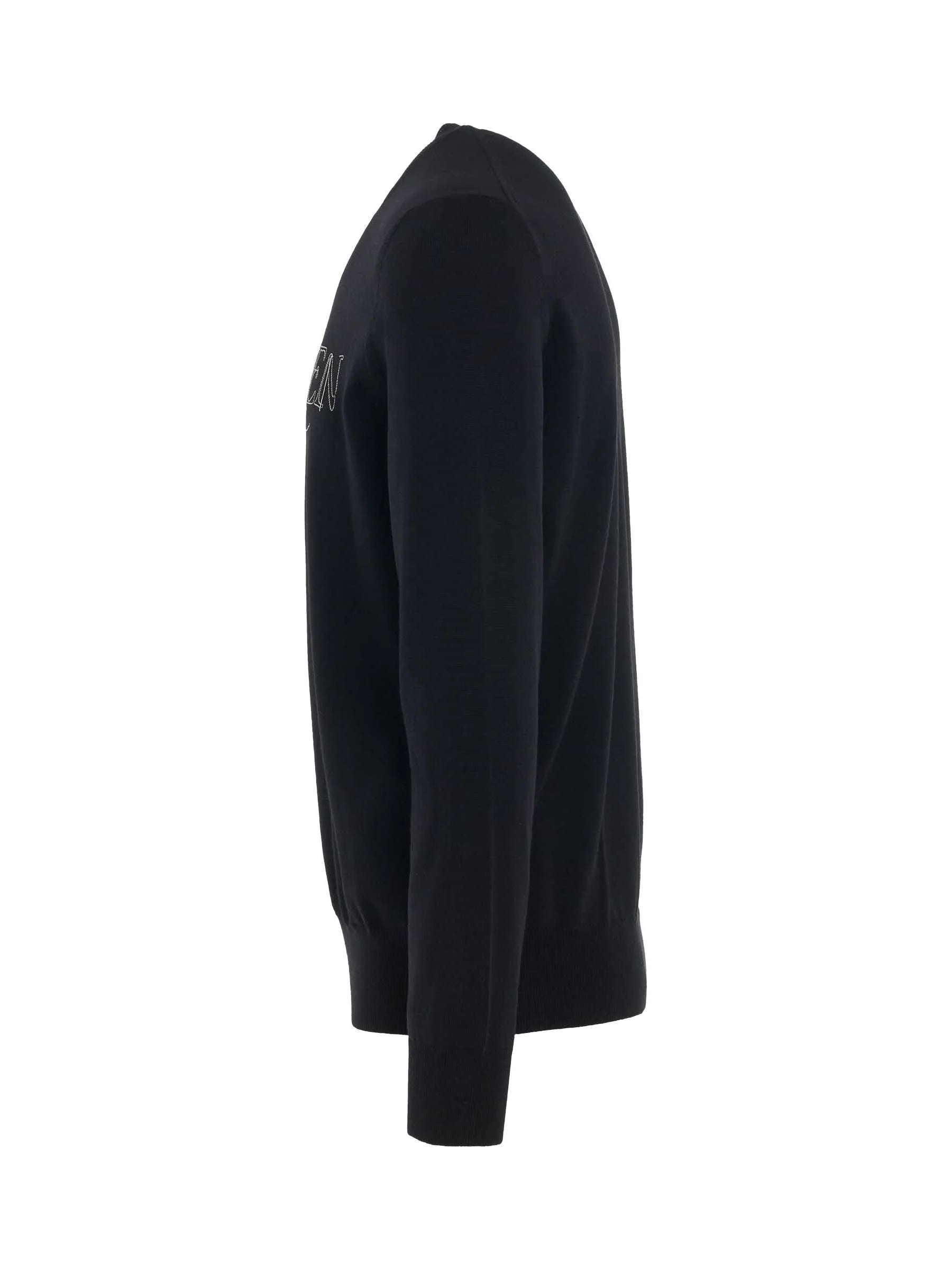 Chain Embroidered Knit Sweater in Black/Silver