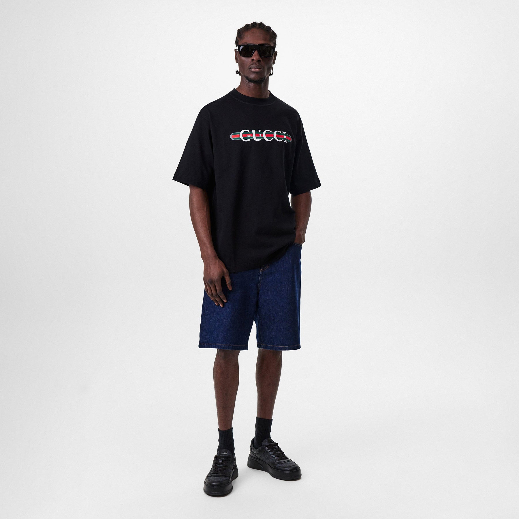 Logo Print Rectangle-Frame Sunglasses