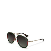 Men's Striped Aviator Metal Sunglasses