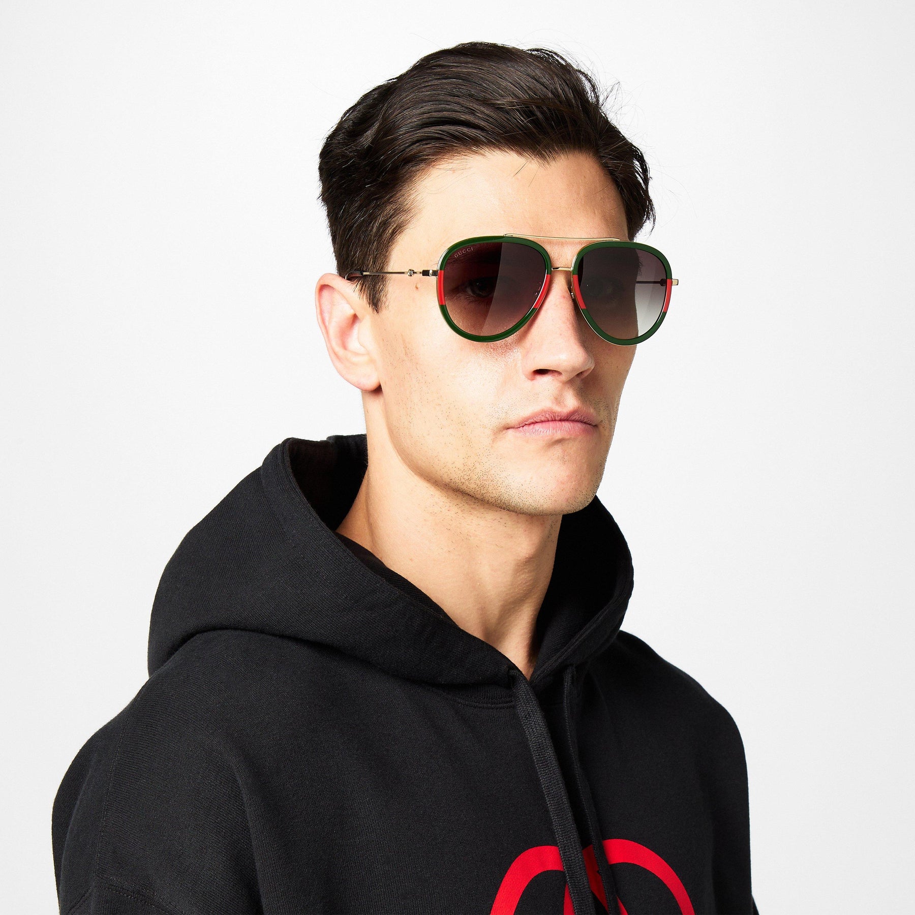 Men's Striped Aviator Metal Sunglasses