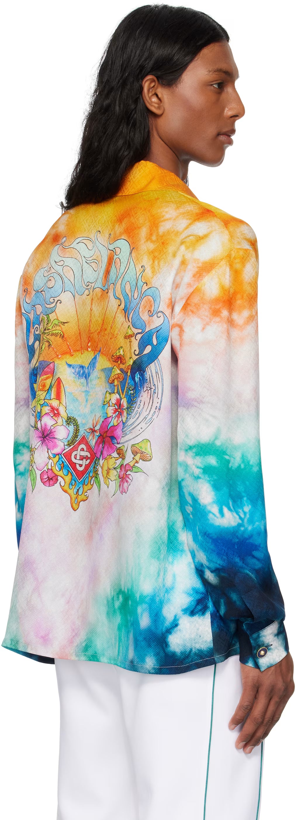 Multicolor Surf Trip Long Sleeve Silk Shirt