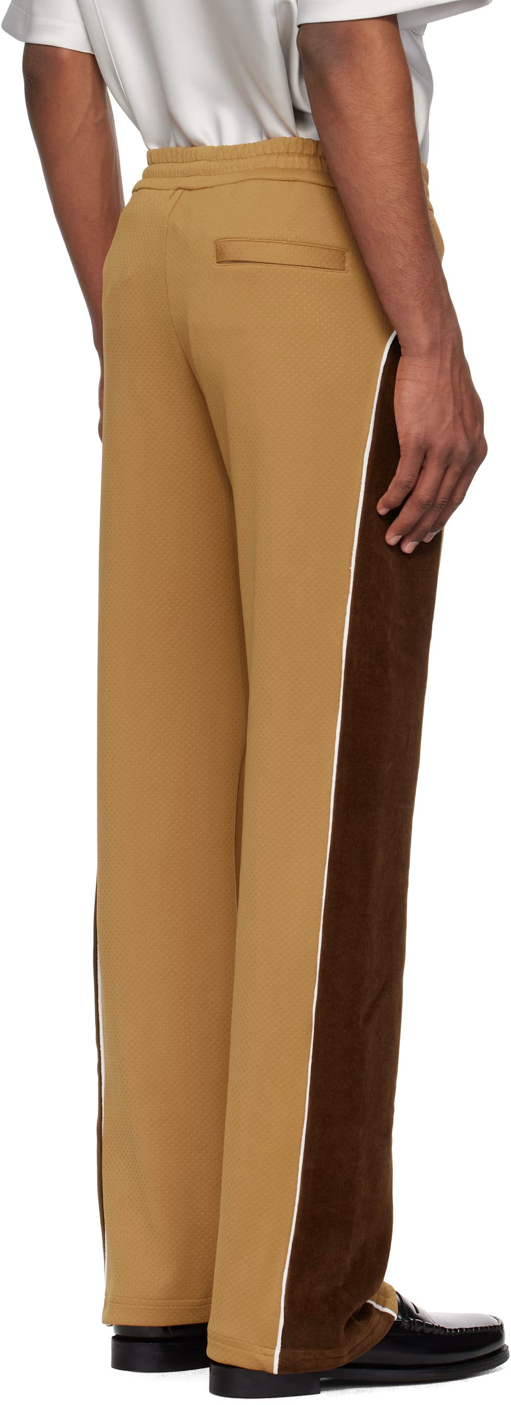 Brown & Beige Chenille Panelled Track Pants