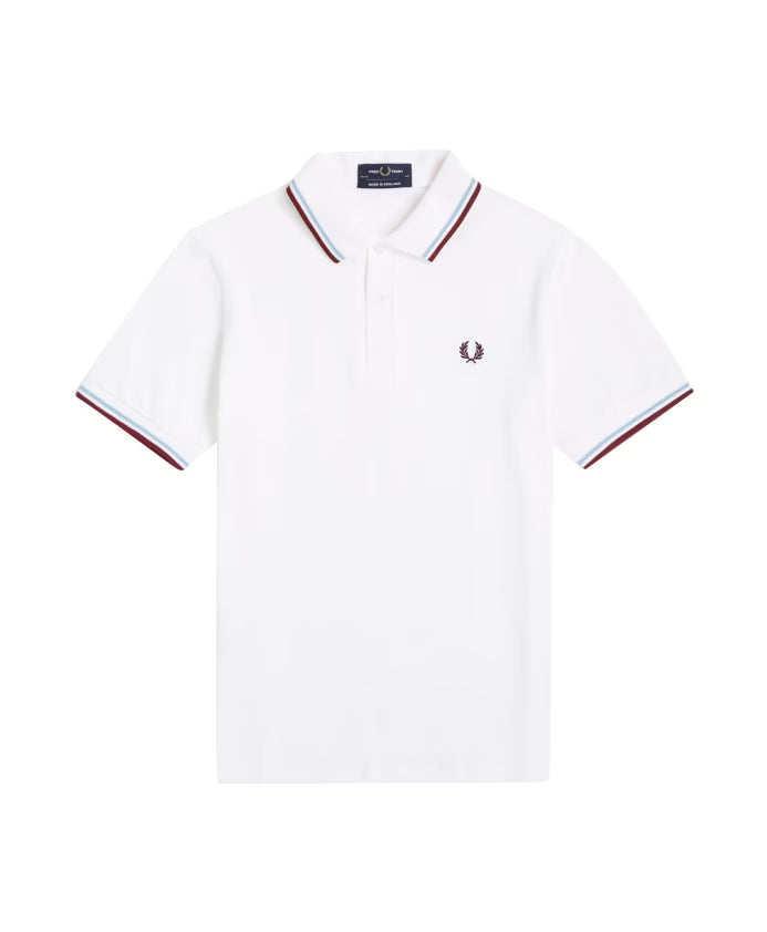 Fred Perry Classic Polo Shirt White/Ice/Maroon