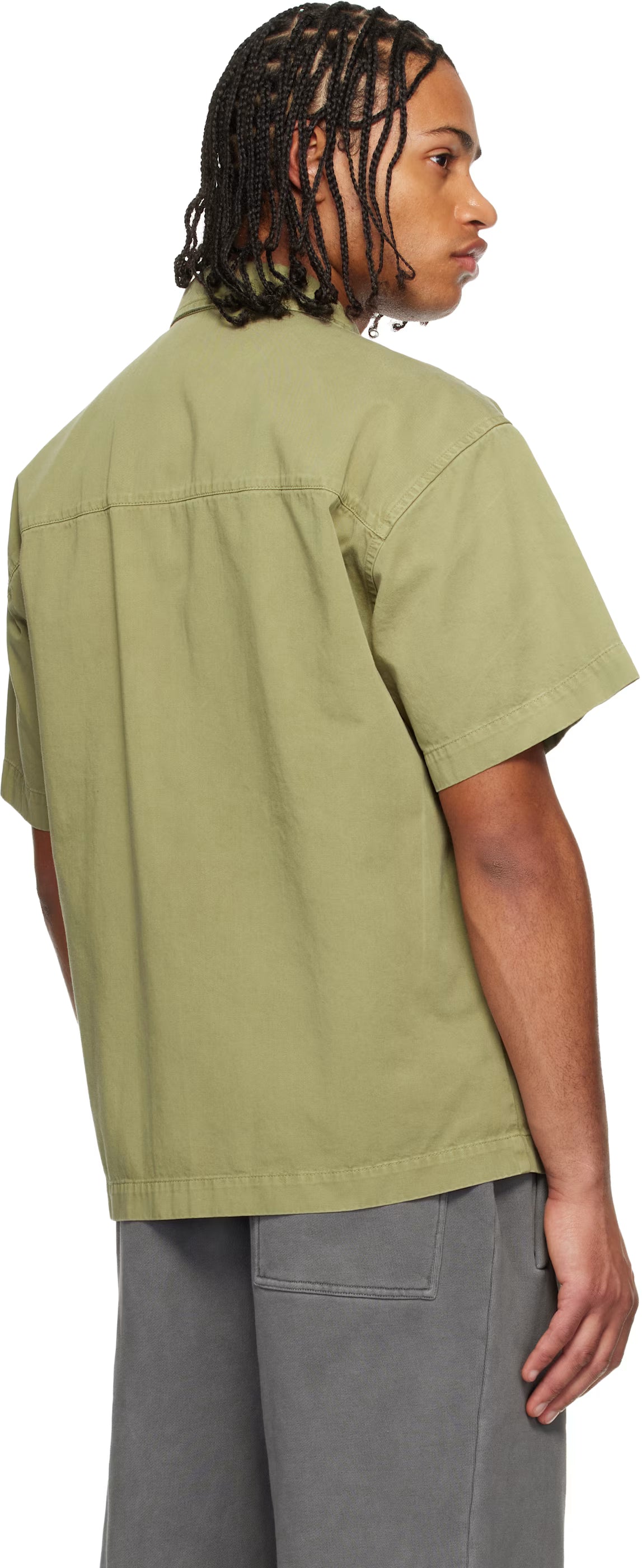 Khaki Military Patch Zipped Shirt