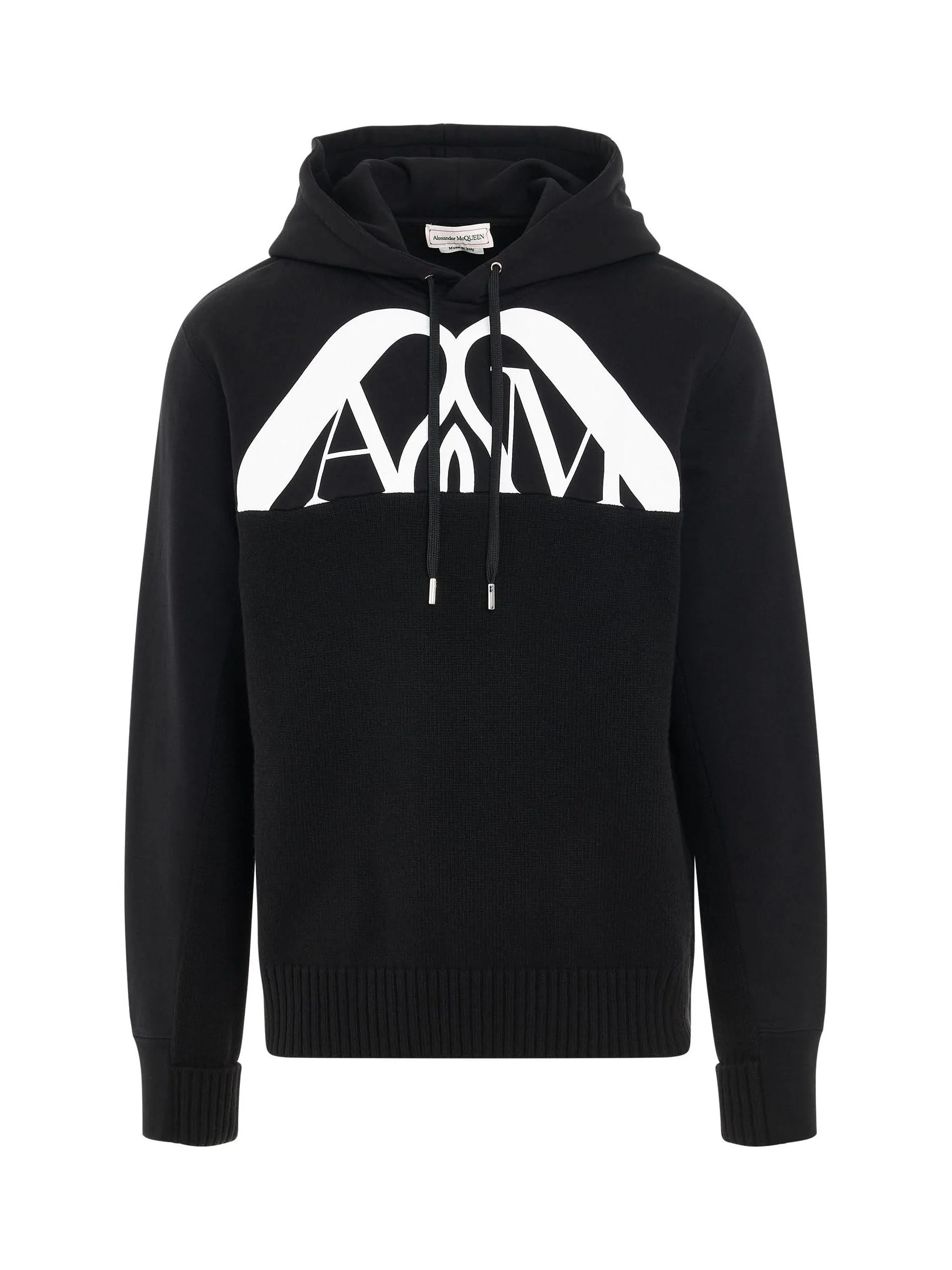 Hybrid Logo with Charm Hooded Sweater in Black
