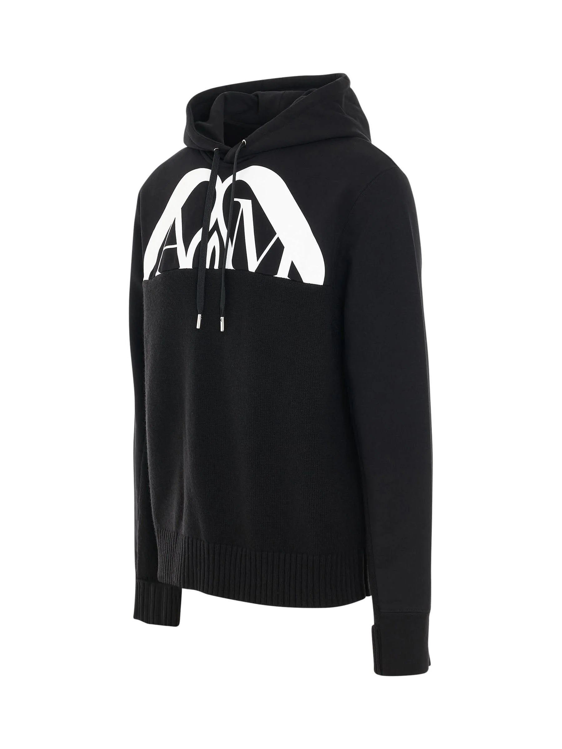 Hybrid Logo with Charm Hooded Sweater in Black