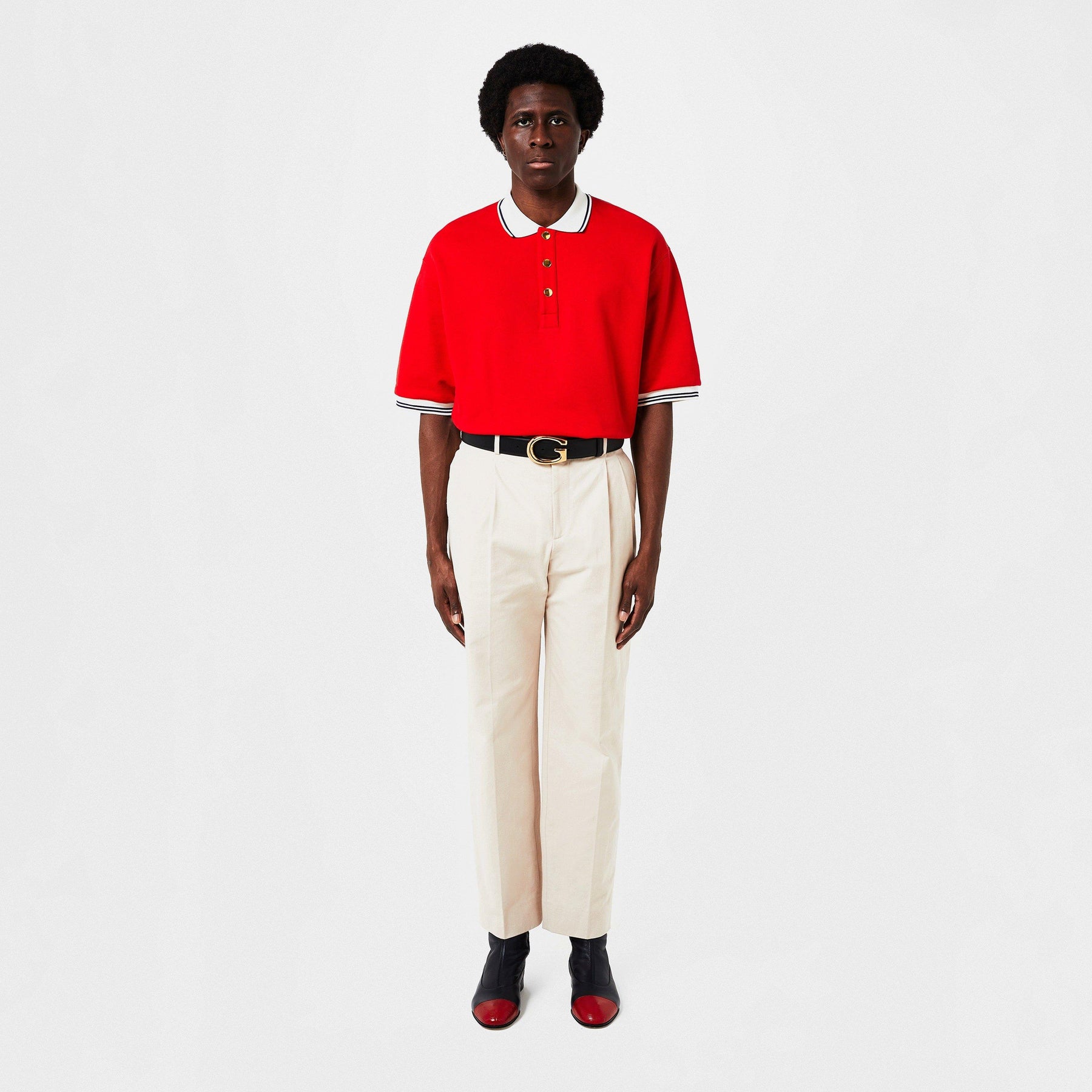 G-Buckle Thin Leather Belt