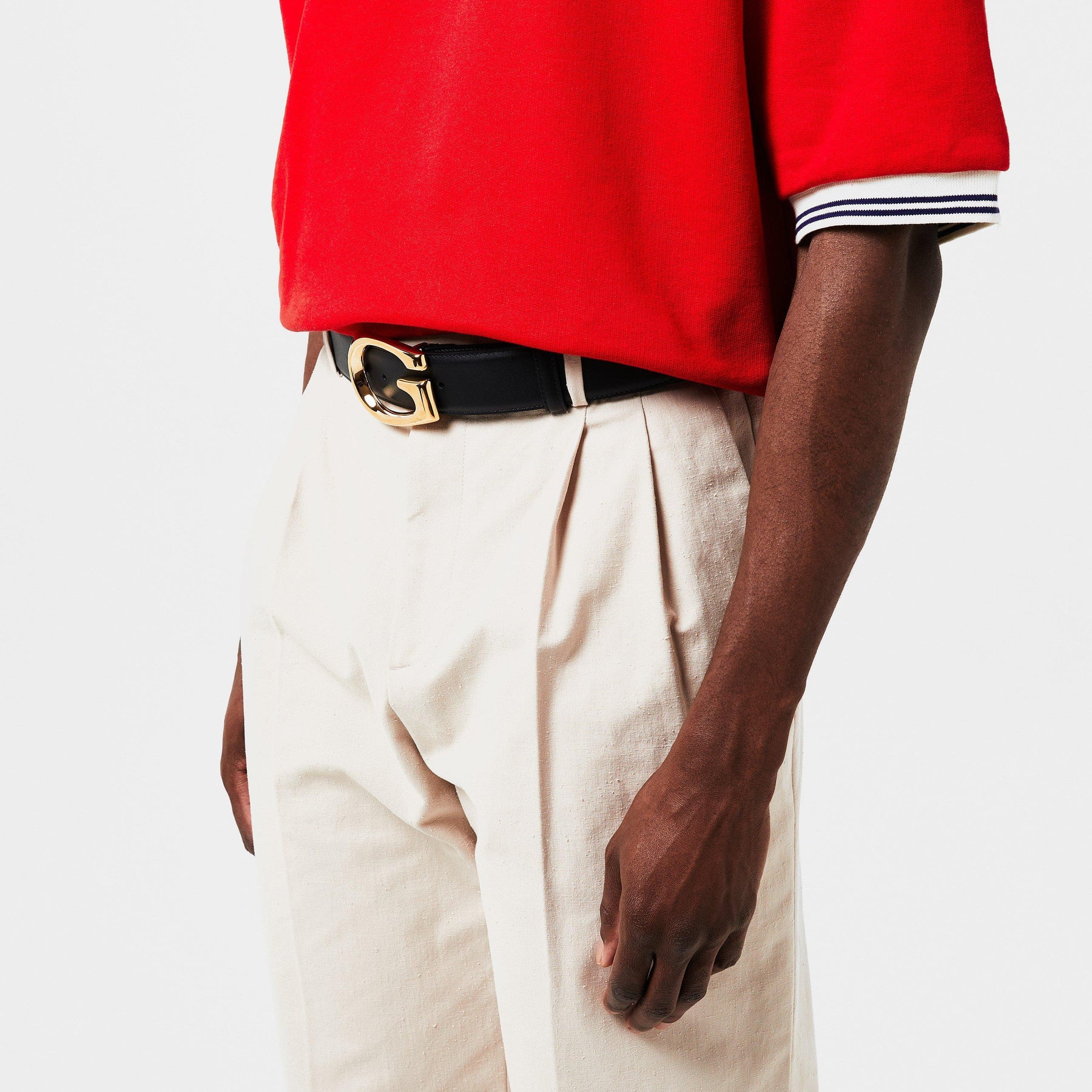 G-Buckle Thin Leather Belt