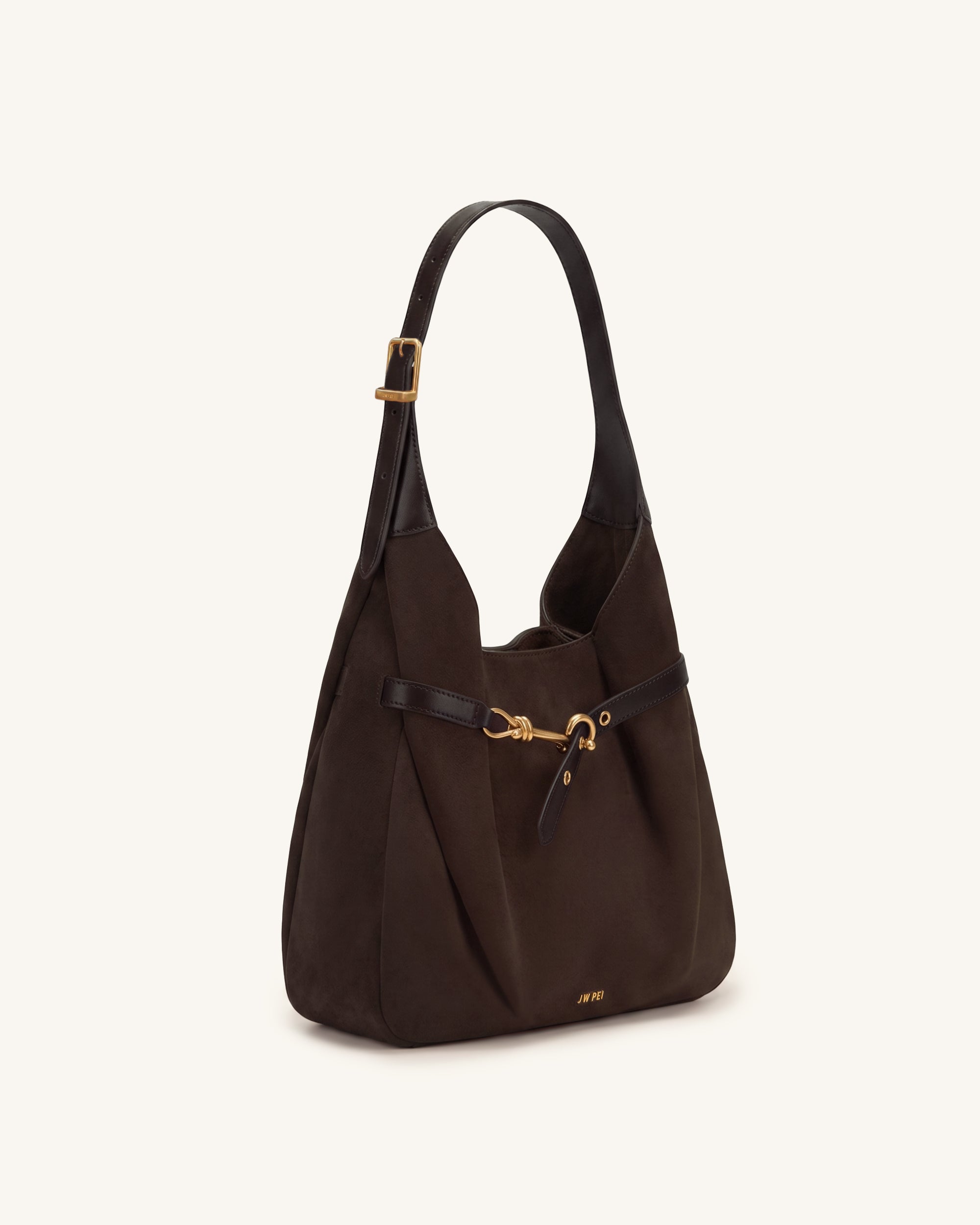Alina Faux Suede Hobo Bag - Chocolate Brown