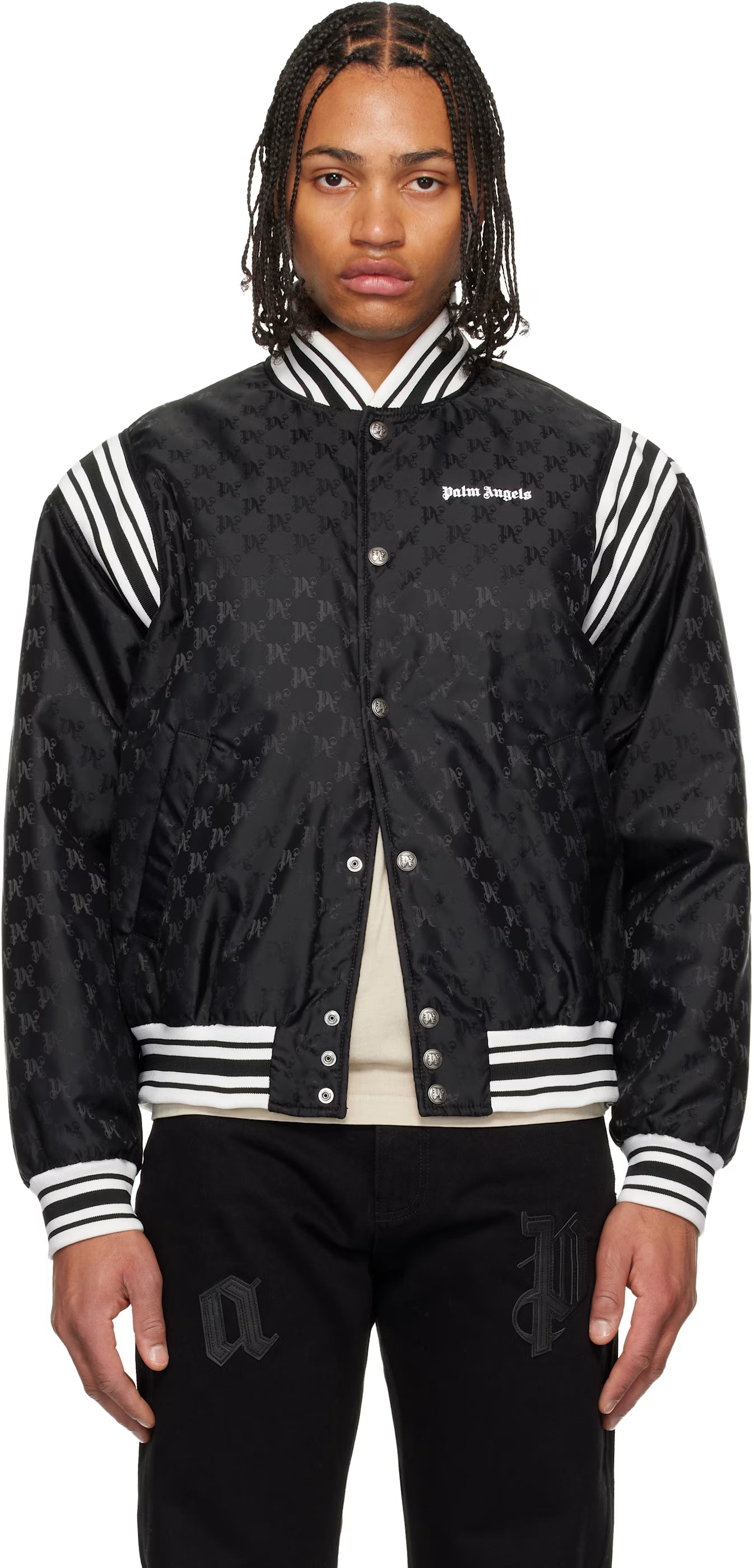 Black Monogram Jacquard Bomber Jacket