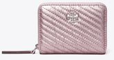 Tory Burch SMALL KIRA MOTO QUILT METALLIC ZIP-AROUND WALLET - Wallets | Shop From The Mirage