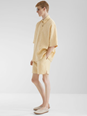 Fendi Yellow Shirt with Wide Short Sleeves and All-Over FF Motif in Linen Blend Man