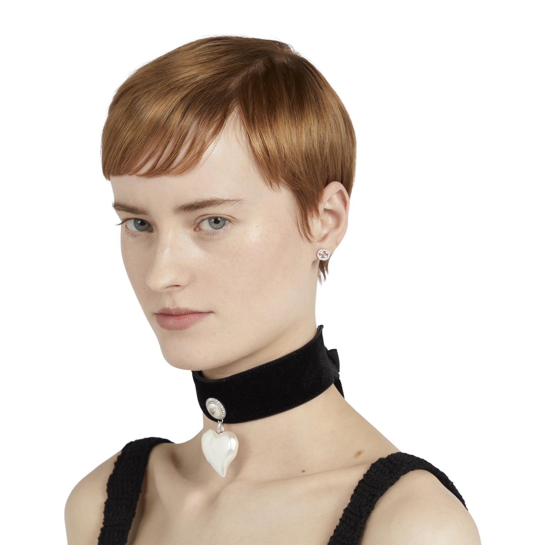 Interlocking Stud Earrings With Diamonds