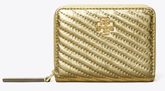 Tory Burch SMALL KIRA MOTO QUILT METALLIC ZIP-AROUND - Wallets | Shop From The Mirage