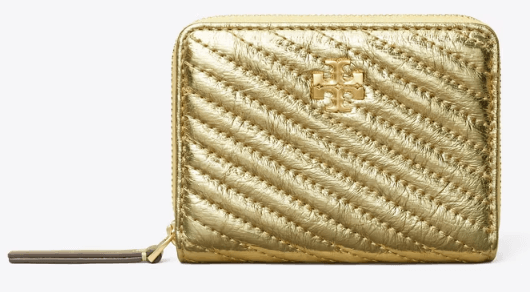 Tory Burch SMALL KIRA MOTO QUILT METALLIC ZIP-AROUND - Wallets | Shop From The Mirage