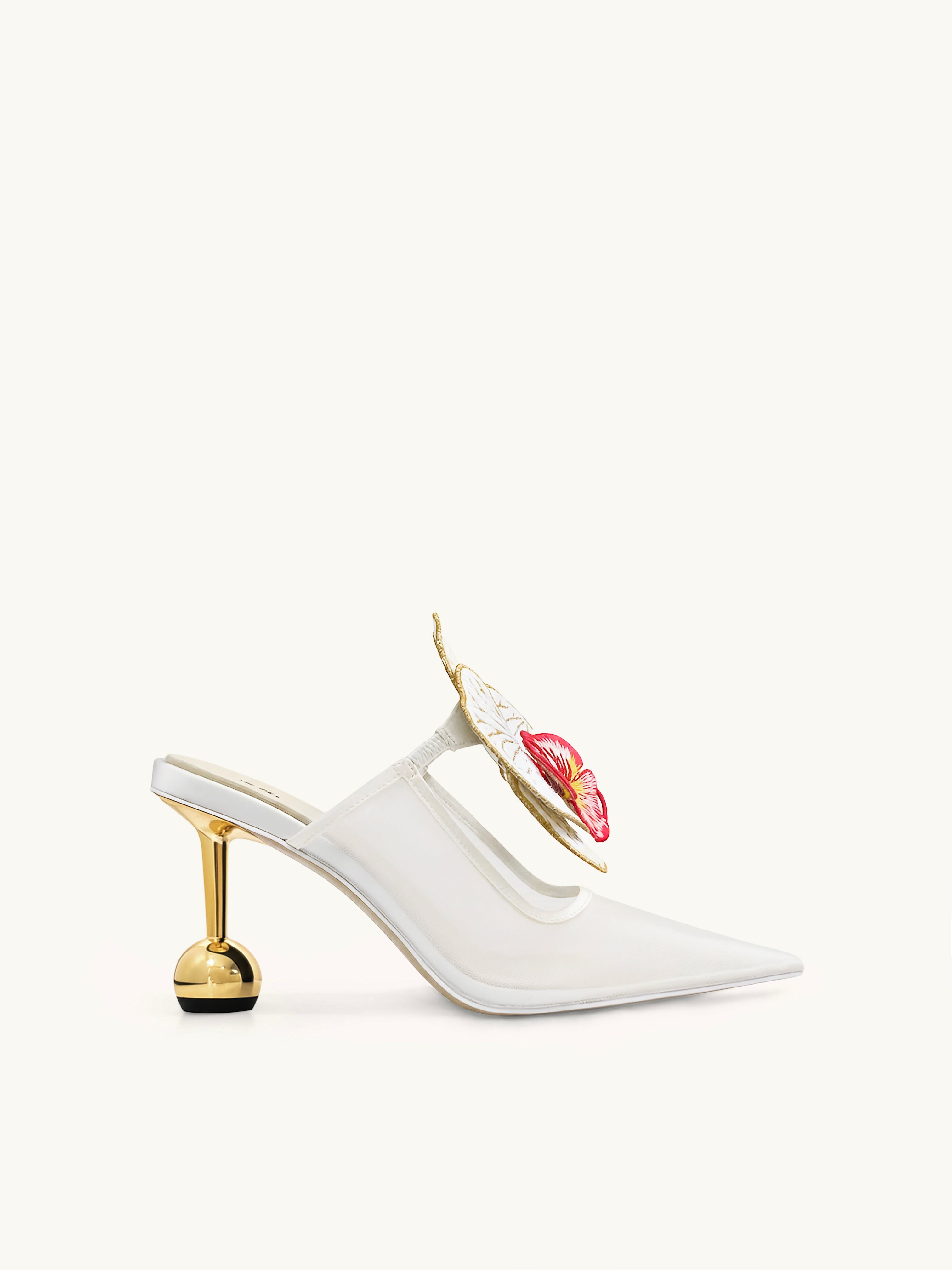Sofia Orchid Sphere Heel Mules - Beige