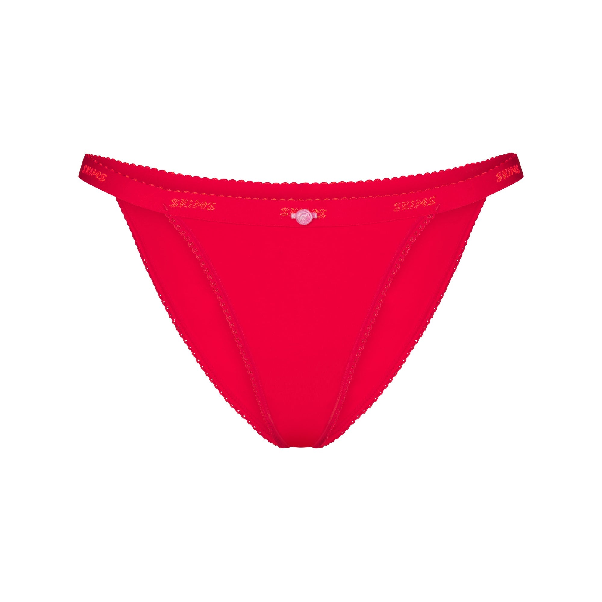 Lightweight Cotton Logo Picot String Bikini