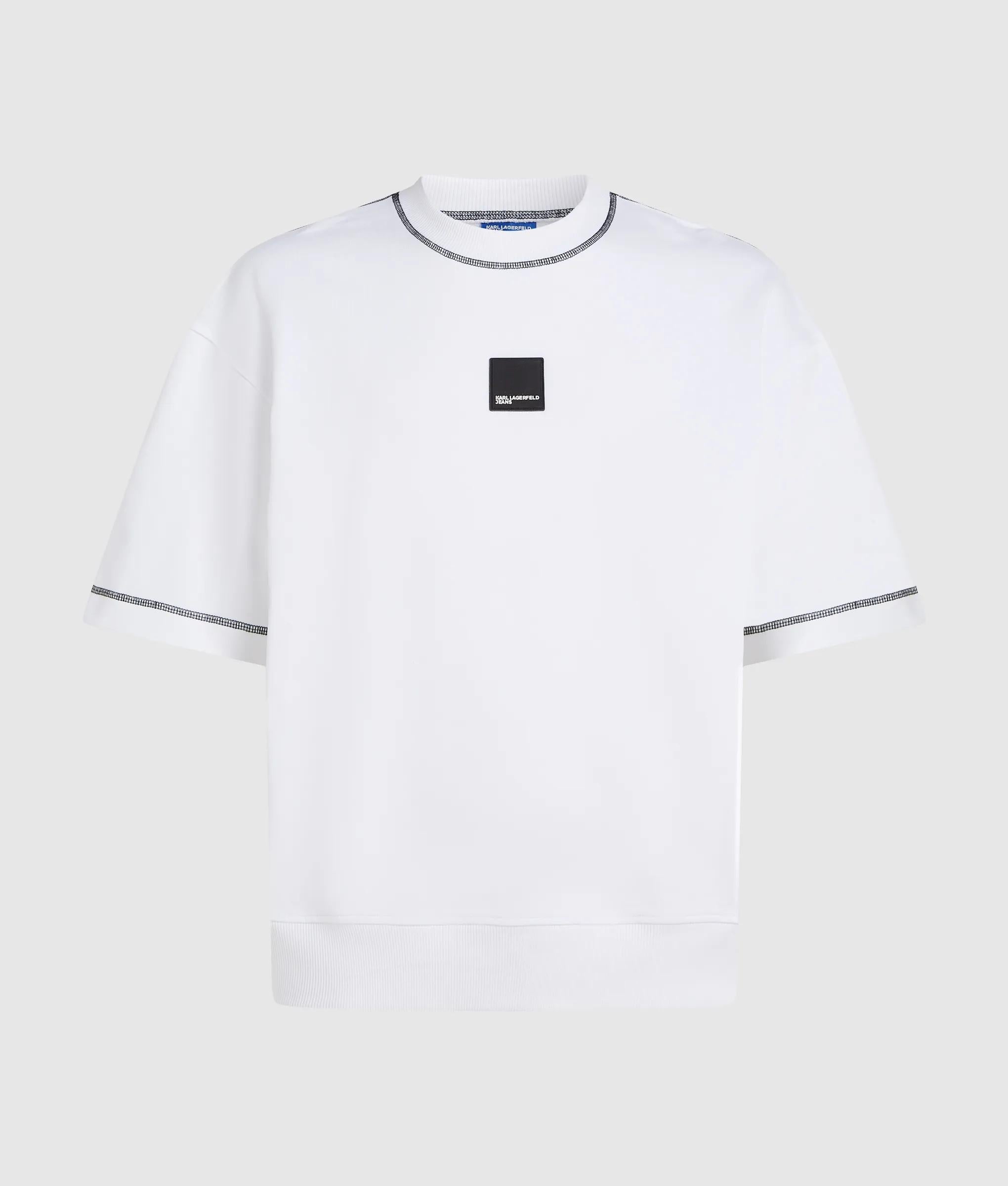 Short-sleeved contrast stitch sweatshirt