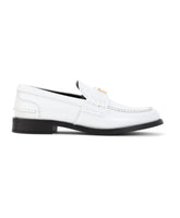 Prada White Polished Leather Penny Loafers