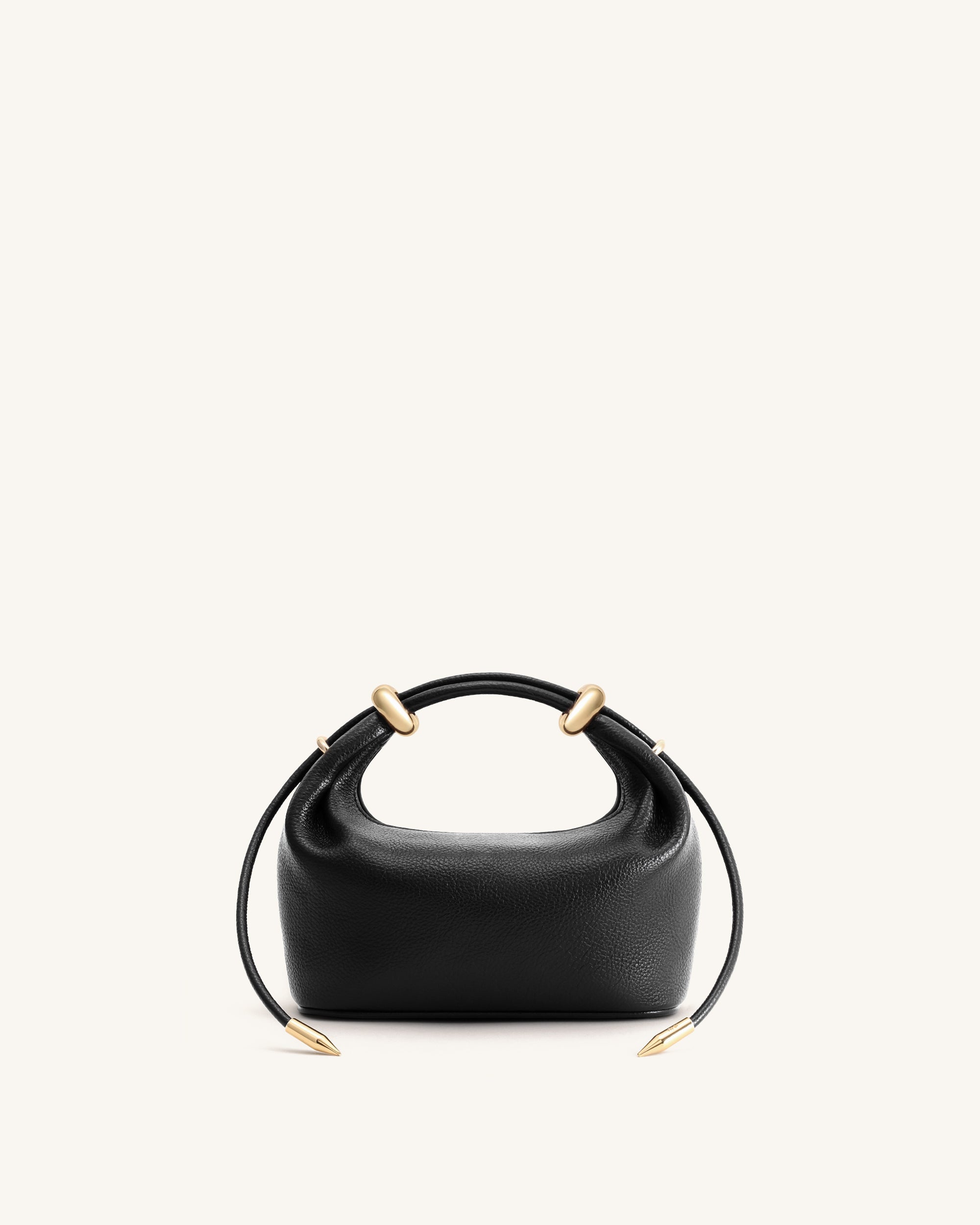 Ellie Metal Ring Embellished Top Handle Bag - Black