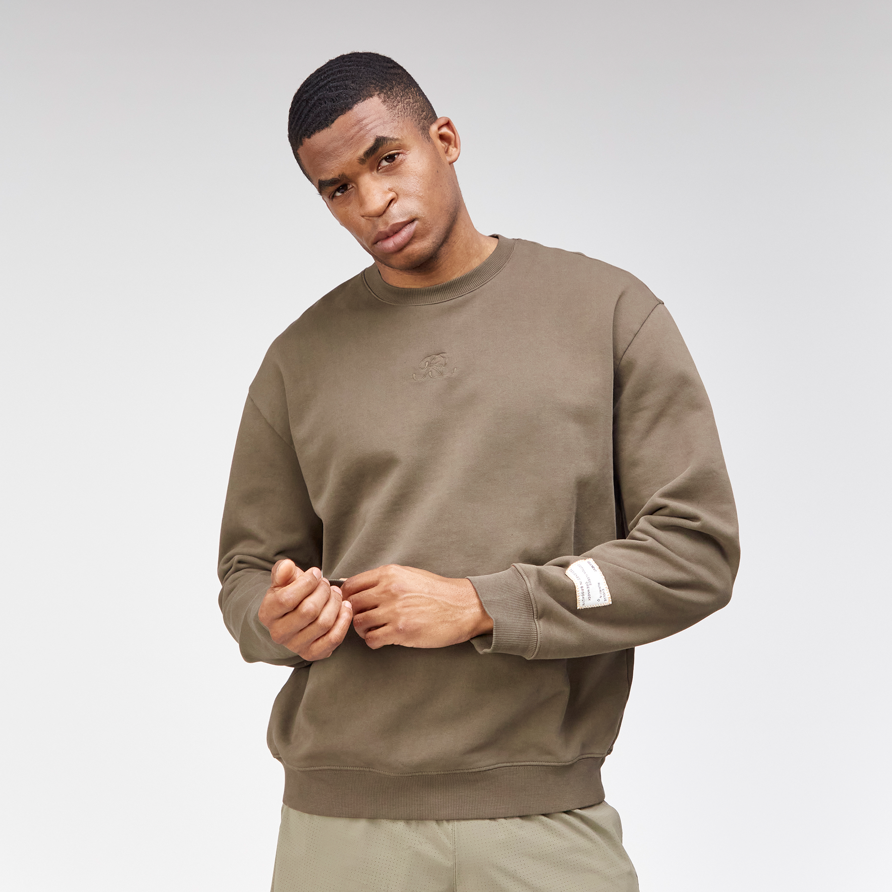 Cotton Fleece Crewneck - Unisex, Dark Fatigue