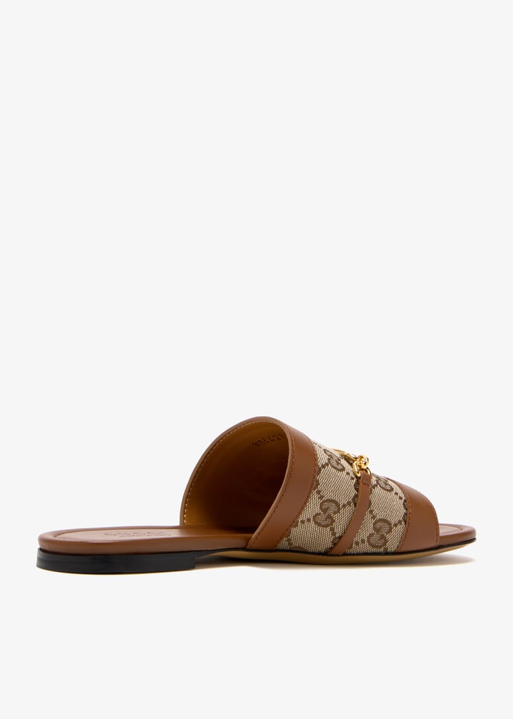 Horsebit Slide Sandals in GG Canvas & Leather