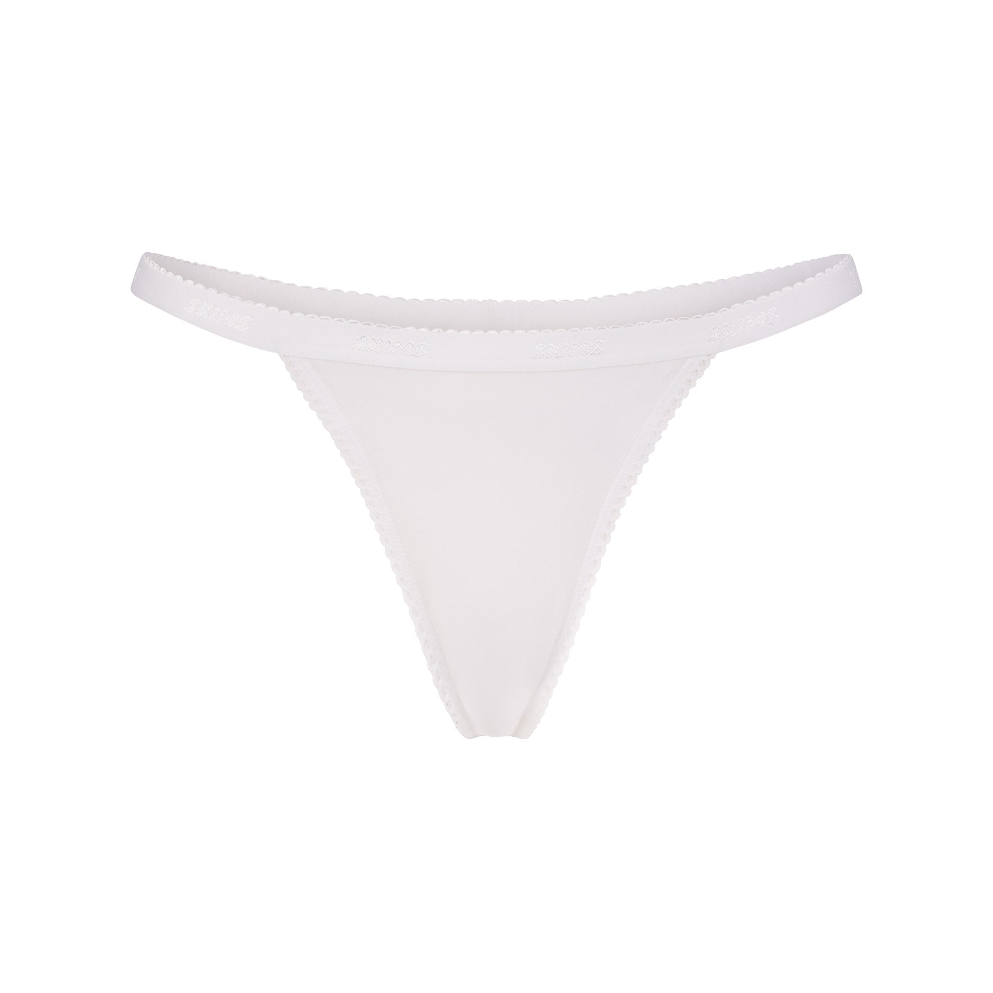 Lightweight Cotton Logo Picot Thong