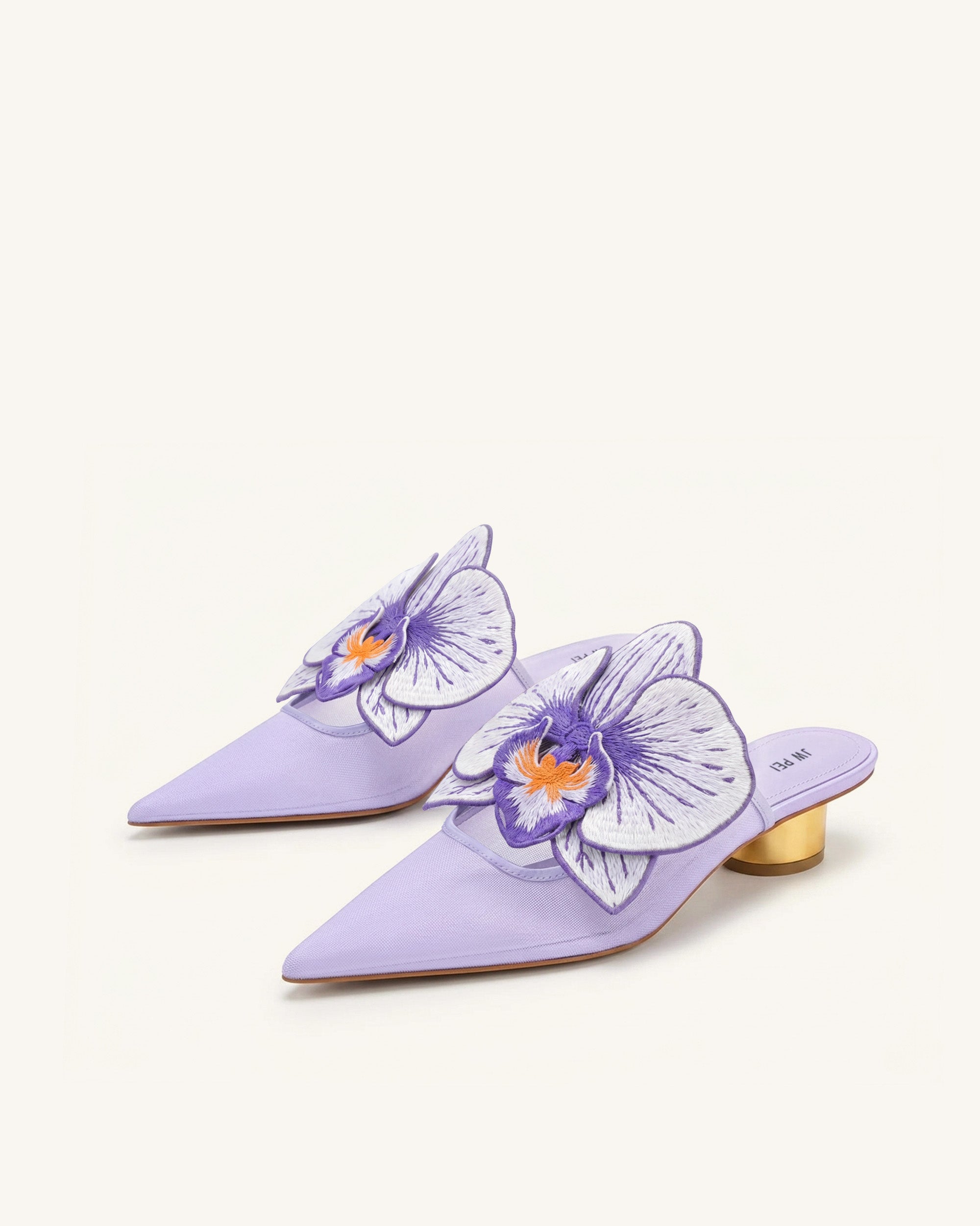 Helena Embroidery Decoration Pierced Mules - Pink