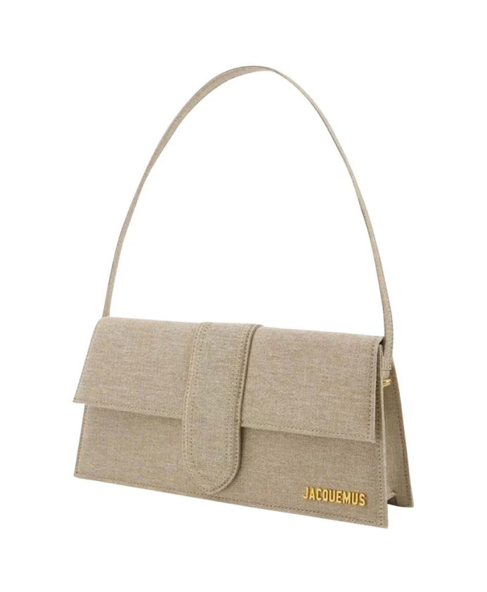Linen Shoulder Bag in Light Beige
