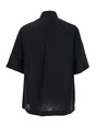 Fendi Black Oversize Shirt with Short Wide Sleeves and All-Over FF Embroidery in Linen Blend Man