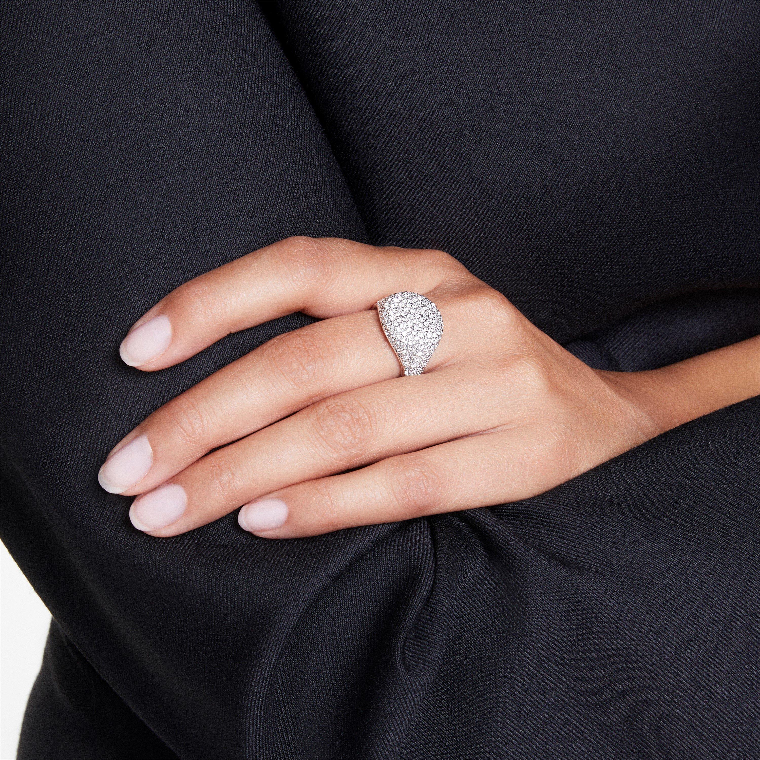 Sublima Cocktail Ring, White, Rhodium Plated