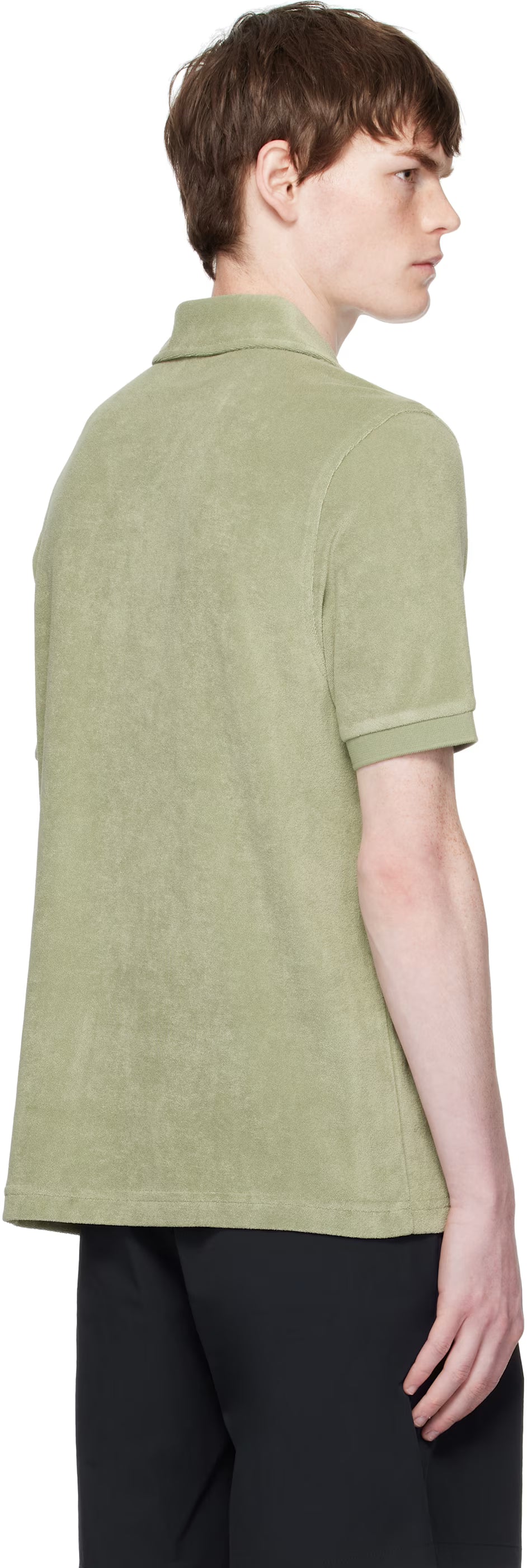 Khaki Open Collar Towelling Polo