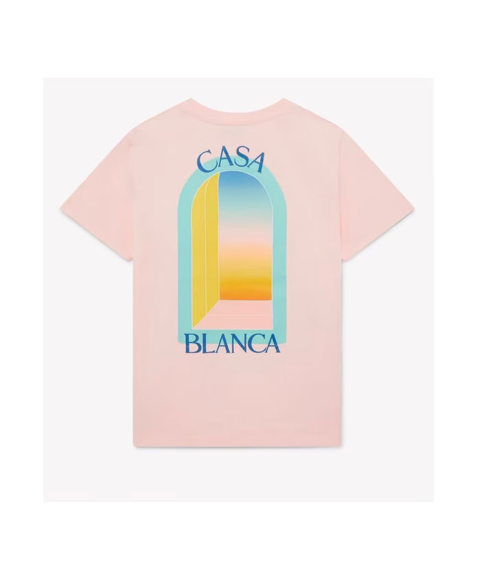 Casablanca Pink Tennis Club Print Cotton T-Shirt