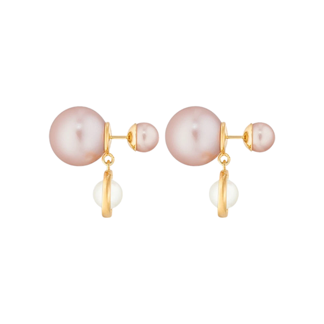 Dior Trival Earrings Gold finish metal Pale pink White resin pearl