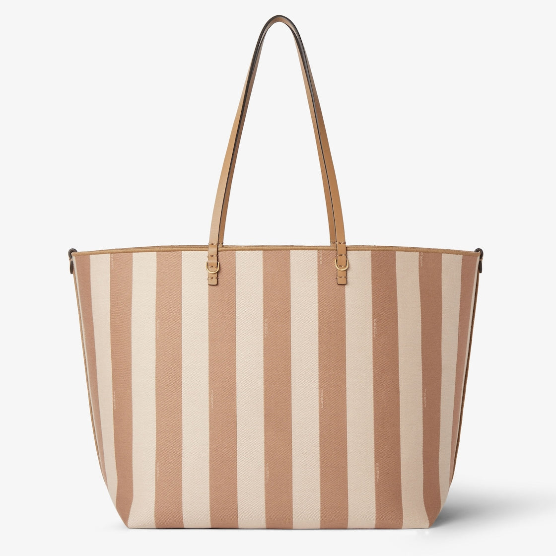 Cappuccino striped Pequin and Fendi Reversible Optical jacquard fabric shopper