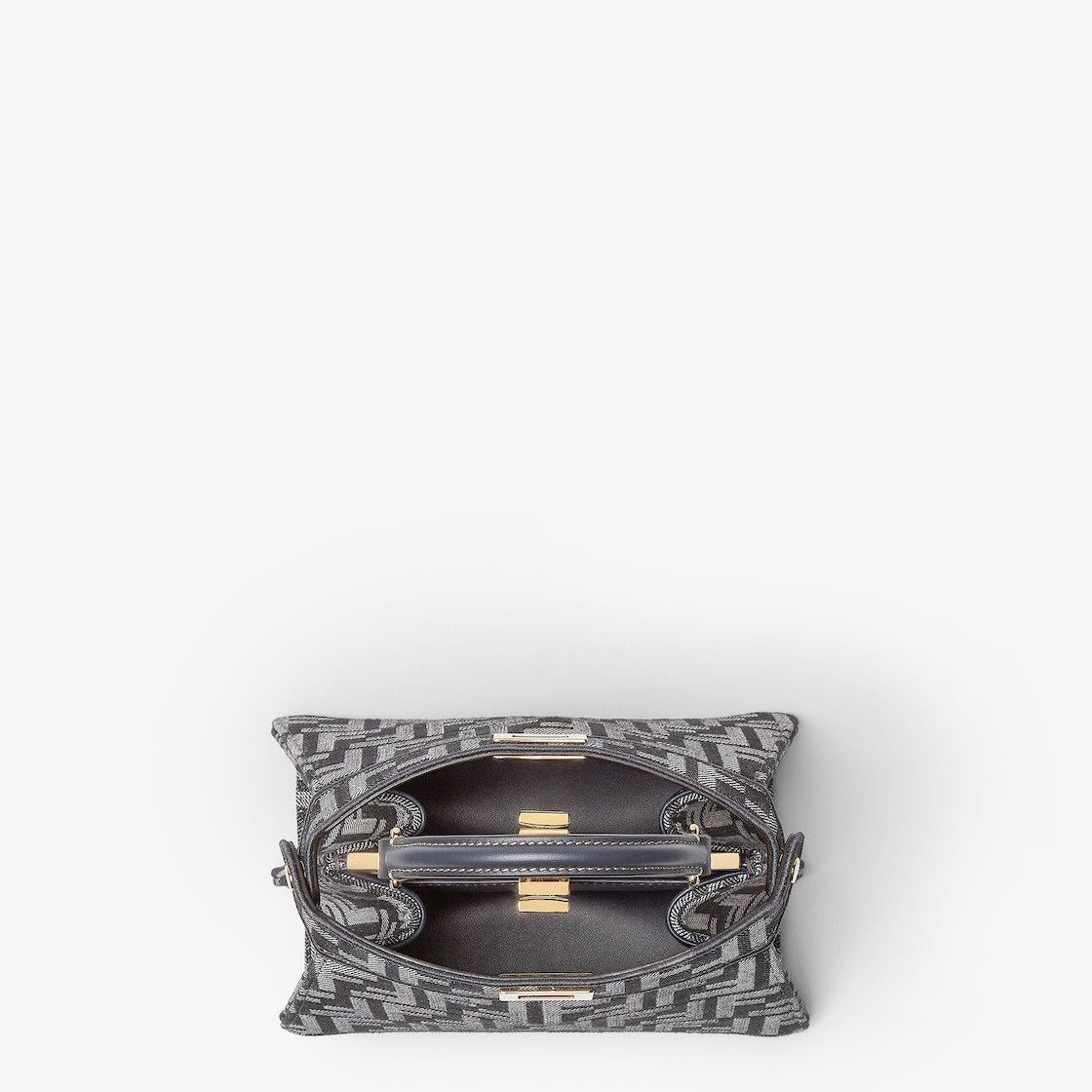 Dark blue denim-effect FF jacquard bag