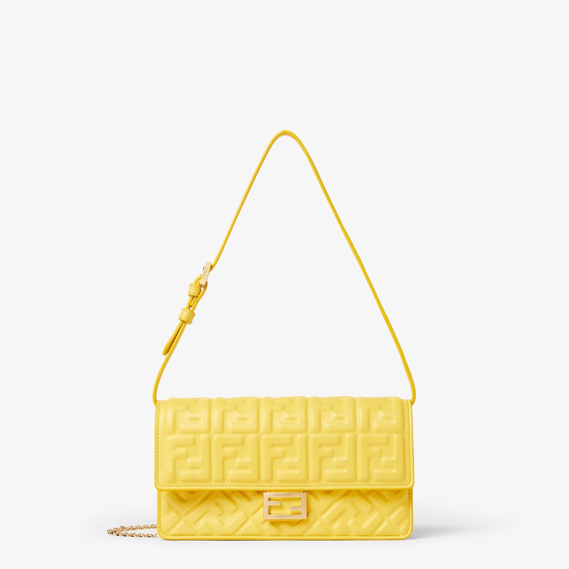 Broom yellow nappa leather wallet with FF motif