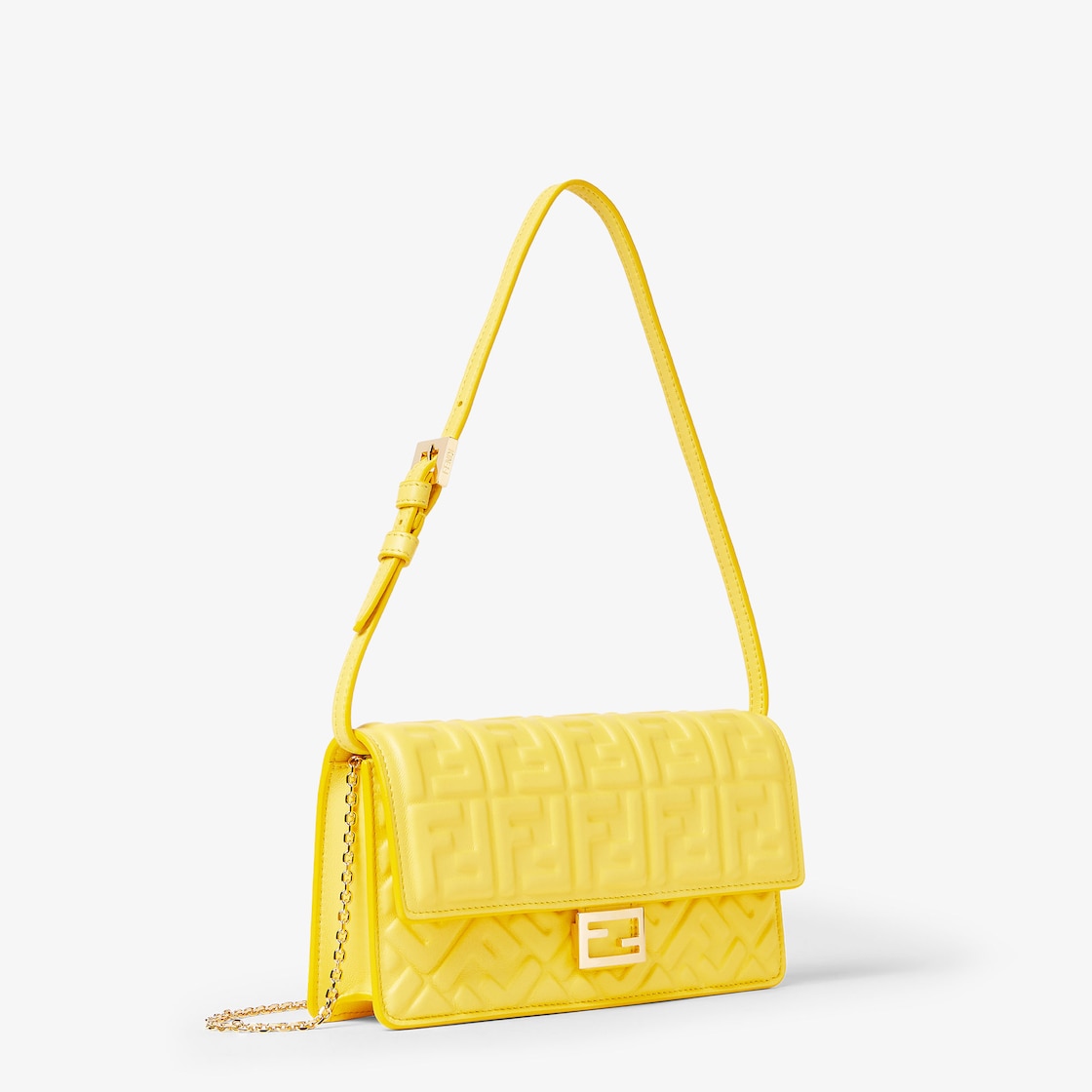 Broom yellow nappa leather wallet with FF motif