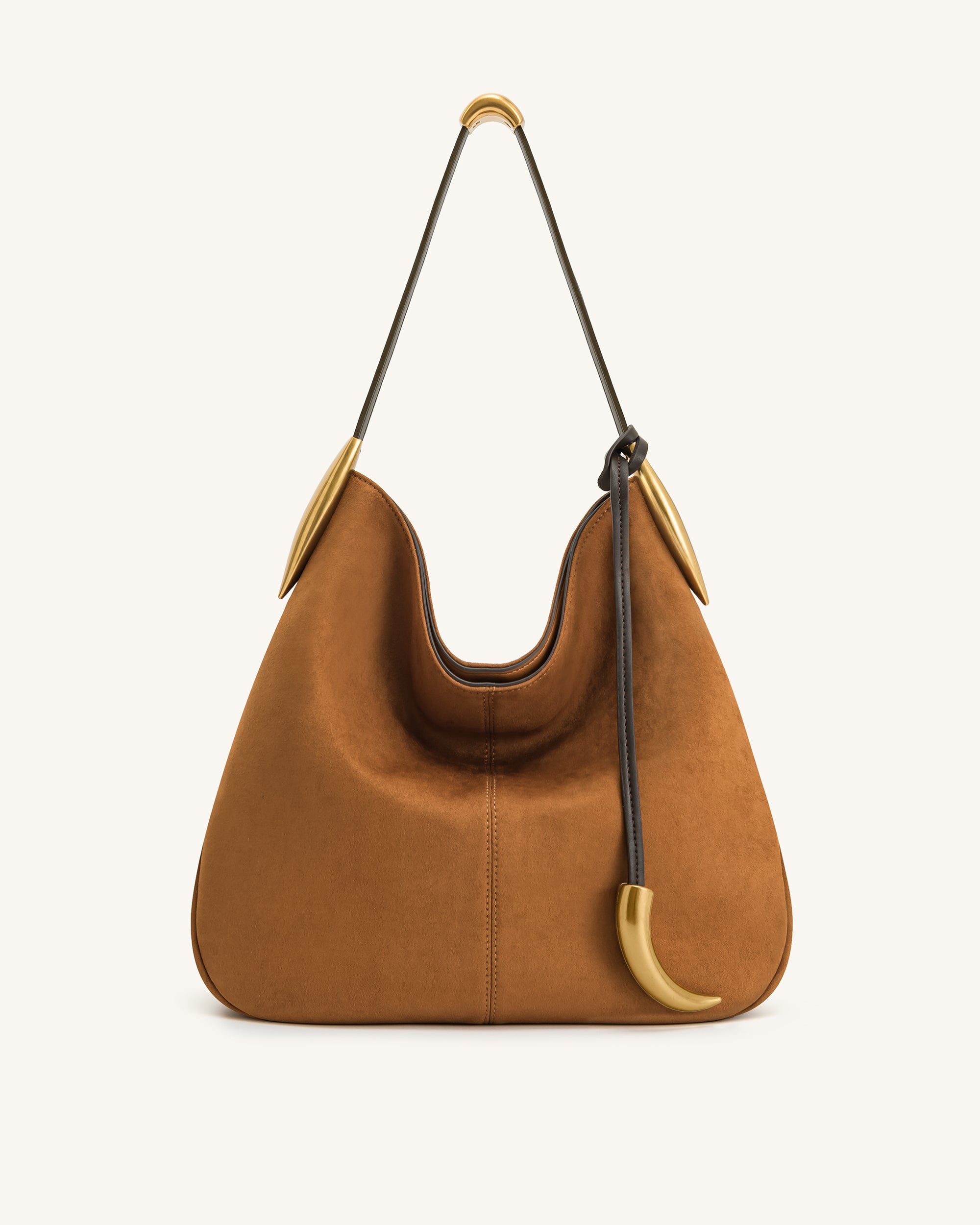 Nina Metal Charm Hobo Bag - Black