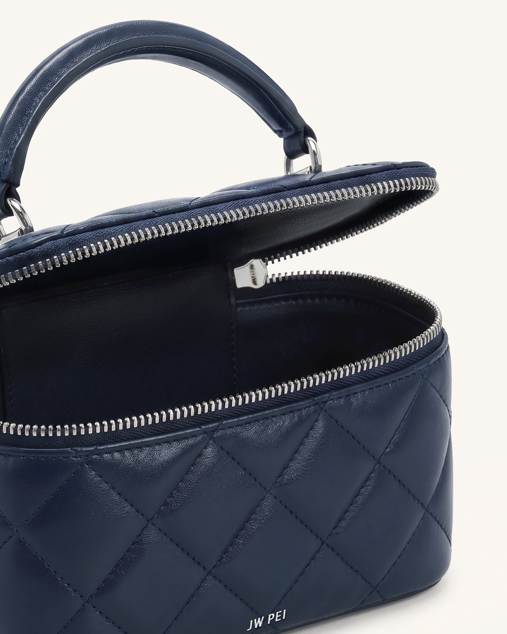 Vivienne Quilted Vanity Top Handle Bag - Navy